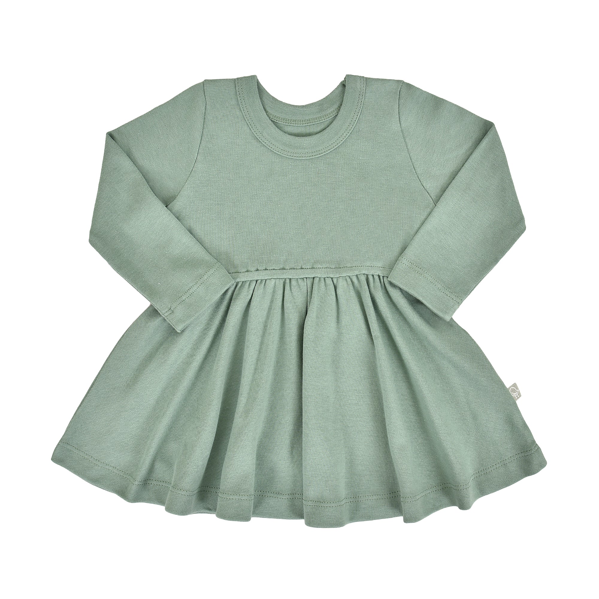 Baby and Toddler Long-Sleeve Twirl Dress - Basil Green| 100% Organic