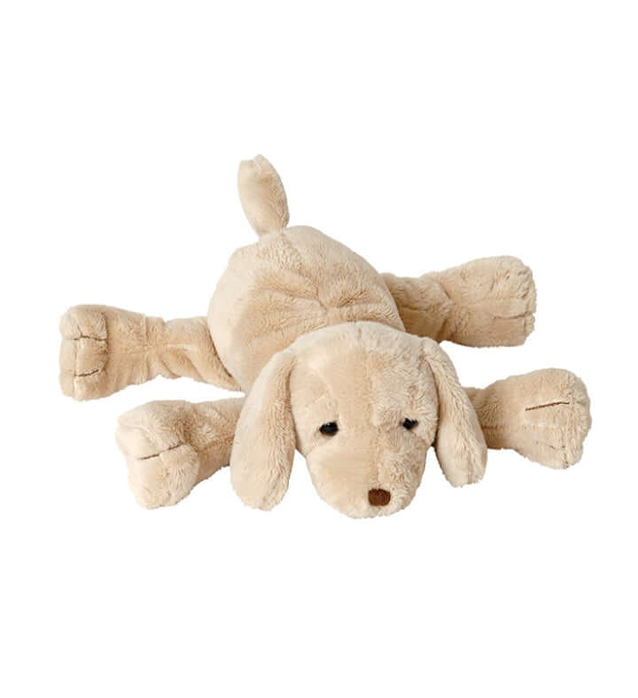 Beige Dog Herald no. 2 plush toy by Happy Horse, soft and cuddly, 10 x 4.3 x 3.5 inches, perfect for kids and collectors.