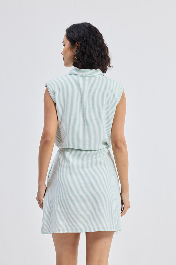 Drawstring Shirt Dress | Stripes