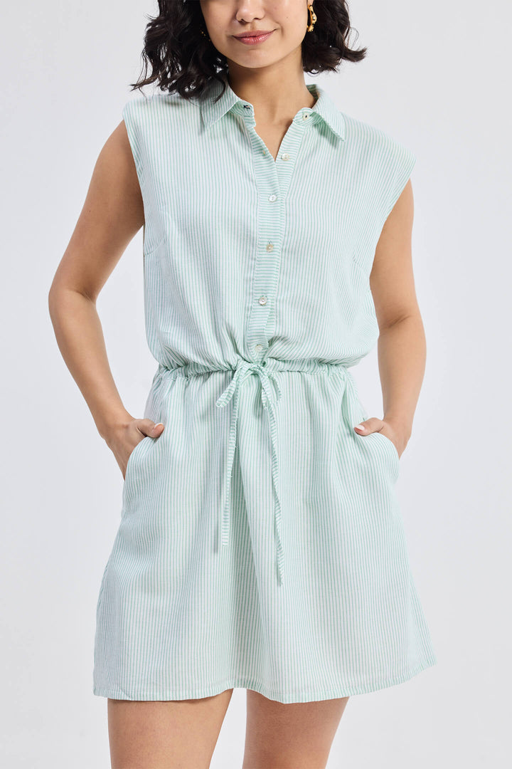 Drawstring Shirt Dress | Stripes