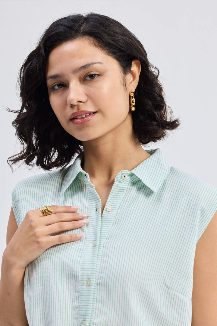 Drawstring Shirt Dress | Stripes