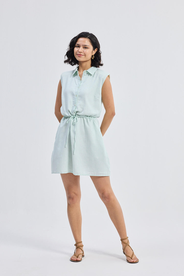 Drawstring Shirt Dress | Stripes