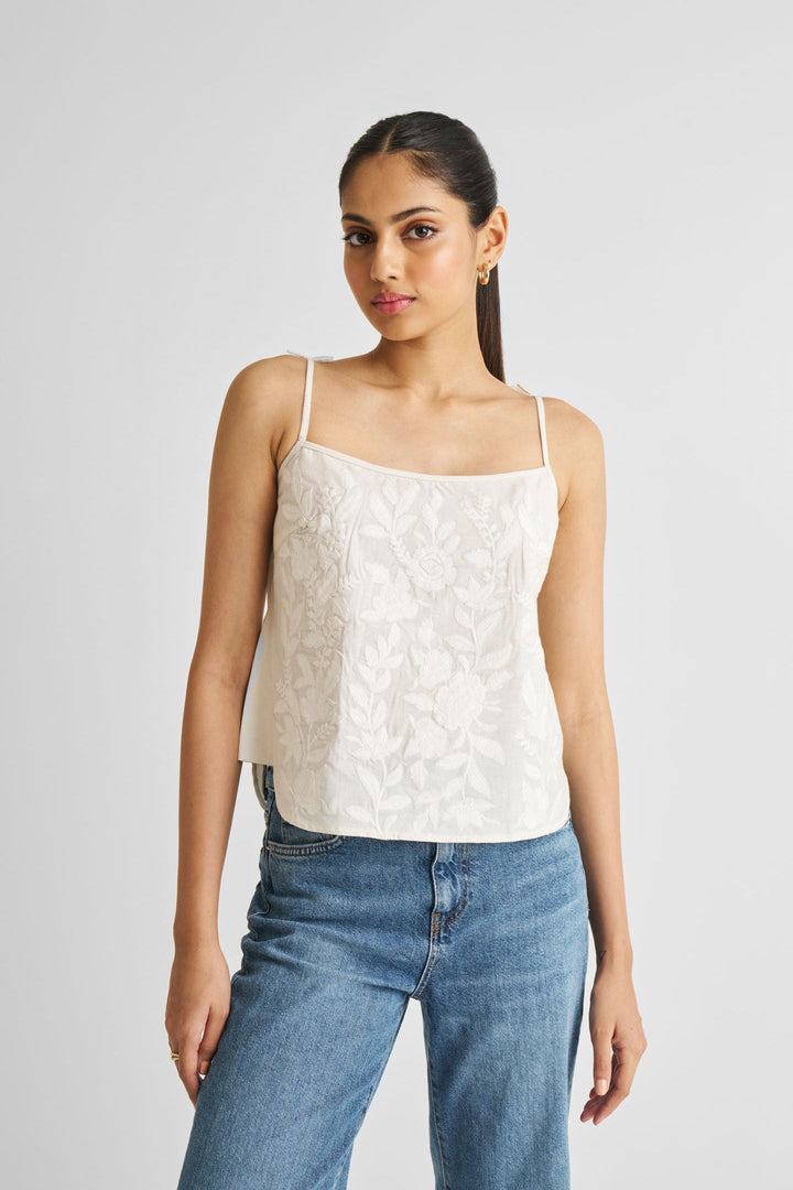 Embroidered Camisole Top | White