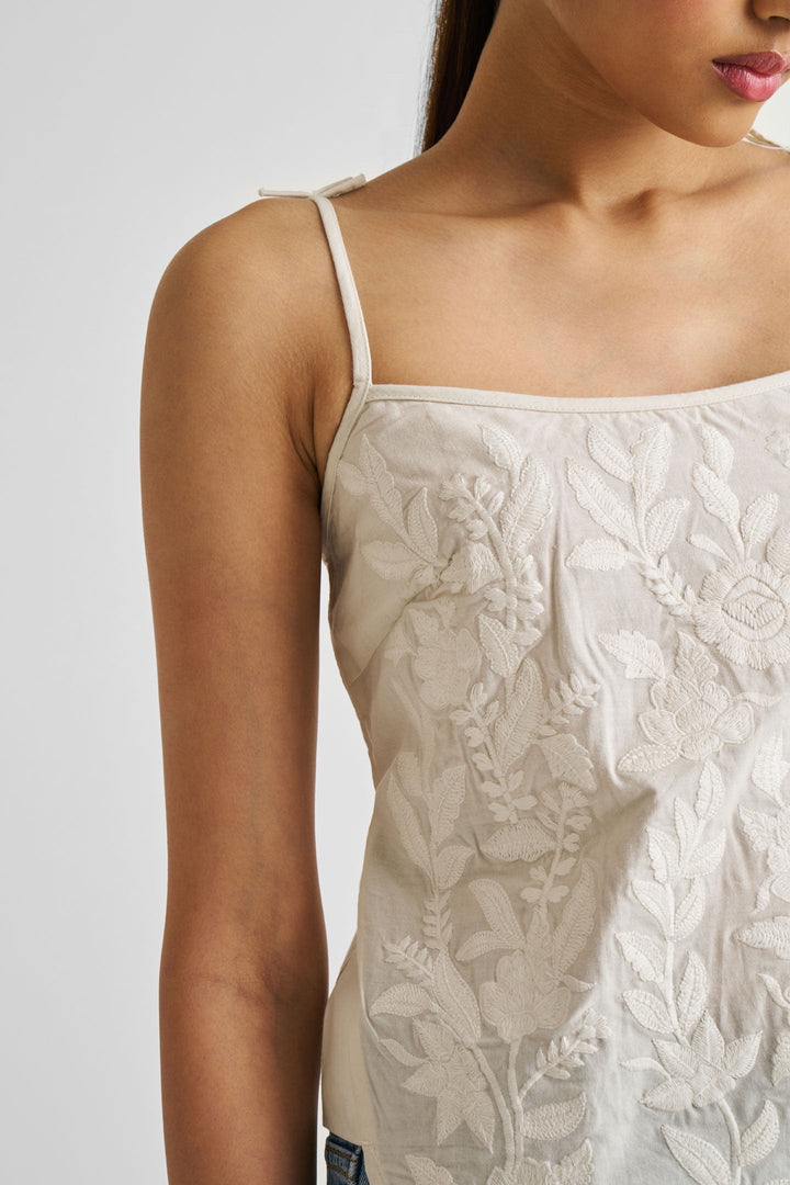 Embroidered Camisole Top | White