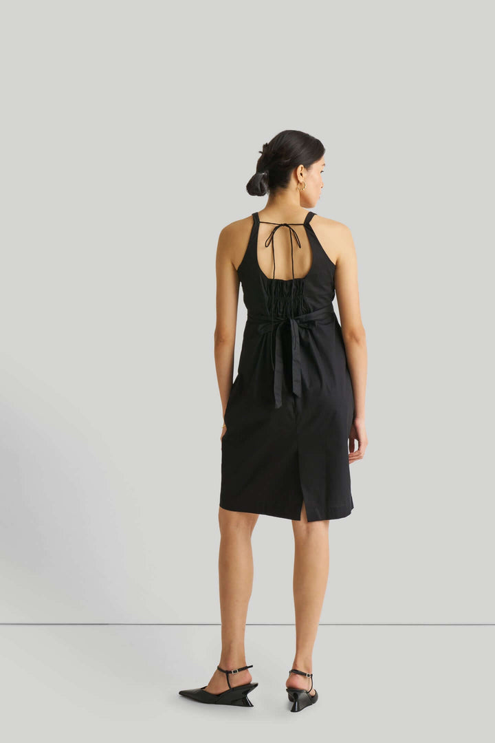 Fitted Knee Length Dress - Black