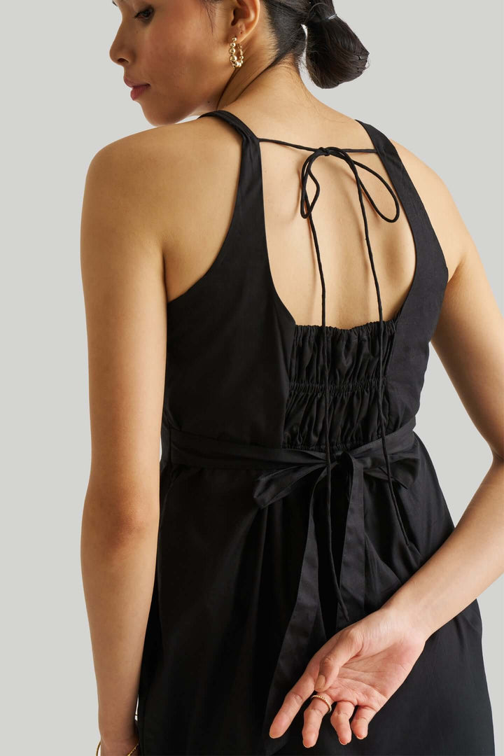 Fitted Knee Length Dress - Black