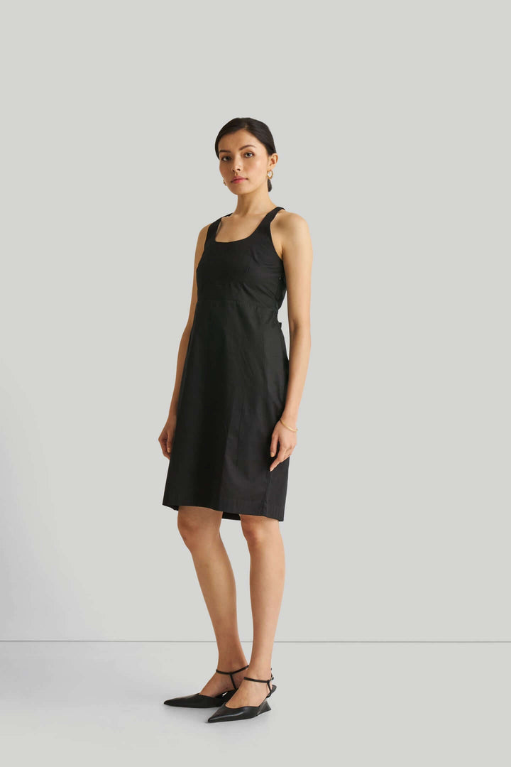 Fitted Knee Length Dress - Black