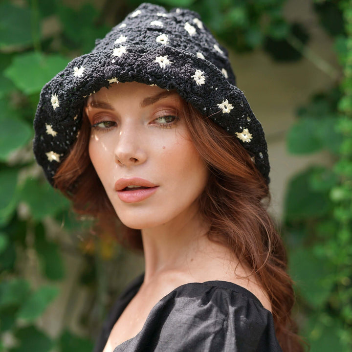 Flora Crochet Hat - Black