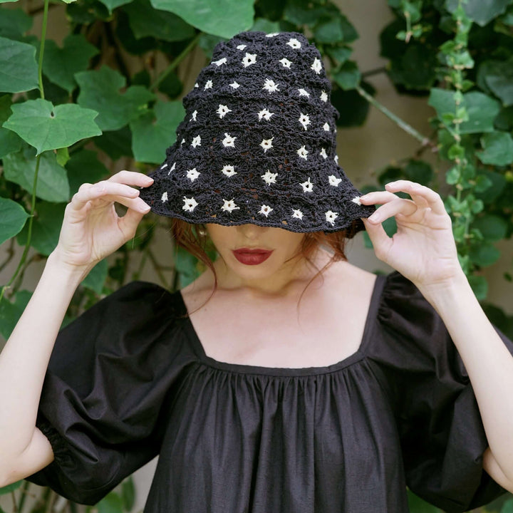 Flora Crochet Hat - Black
