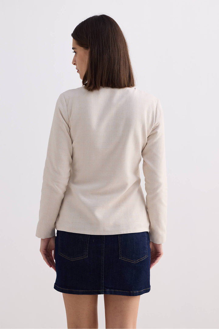 Fitted Cotton Tweed Jacket | Cream