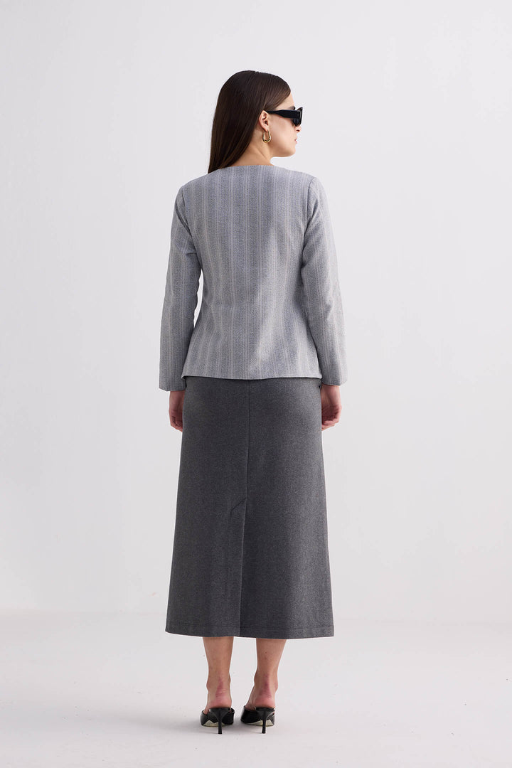 Fitted Cotton Tweed Jacket | Grey