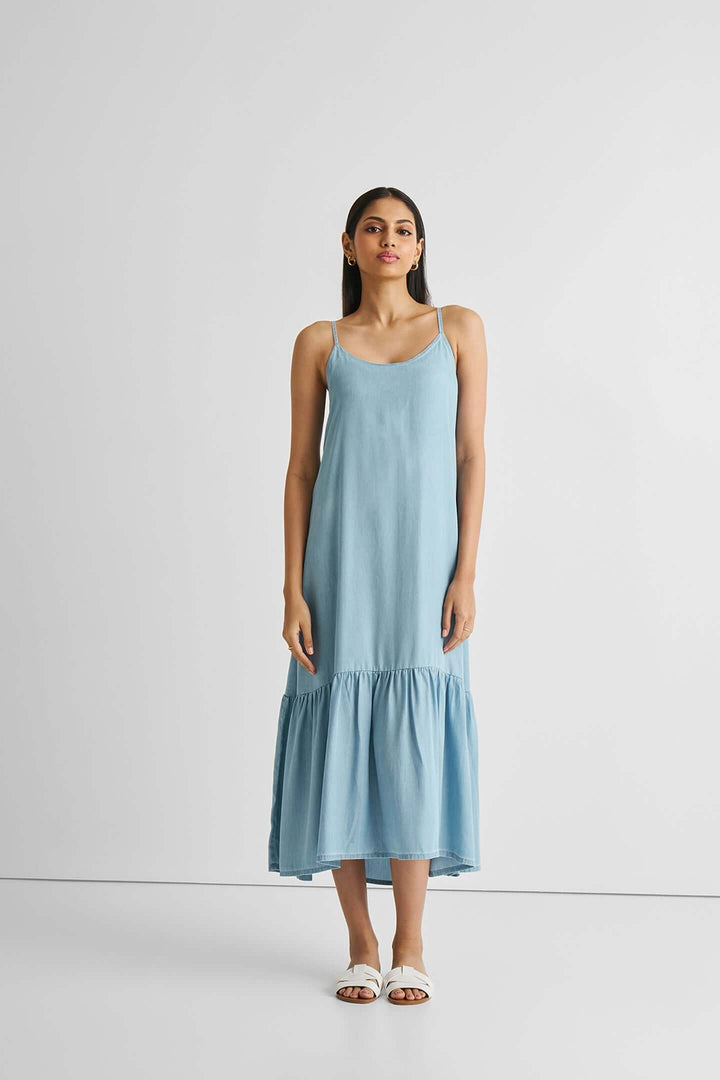 Flowy Maxi Dress - Blue Denim