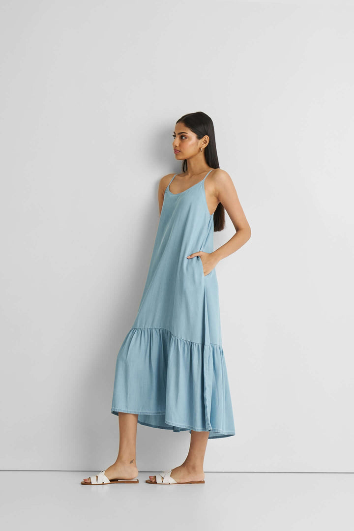 Flowy Maxi Dress - Blue Denim