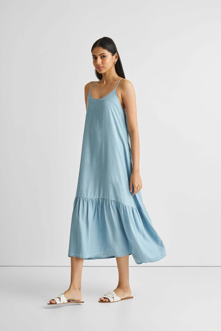 Flowy Maxi Dress - Blue Denim