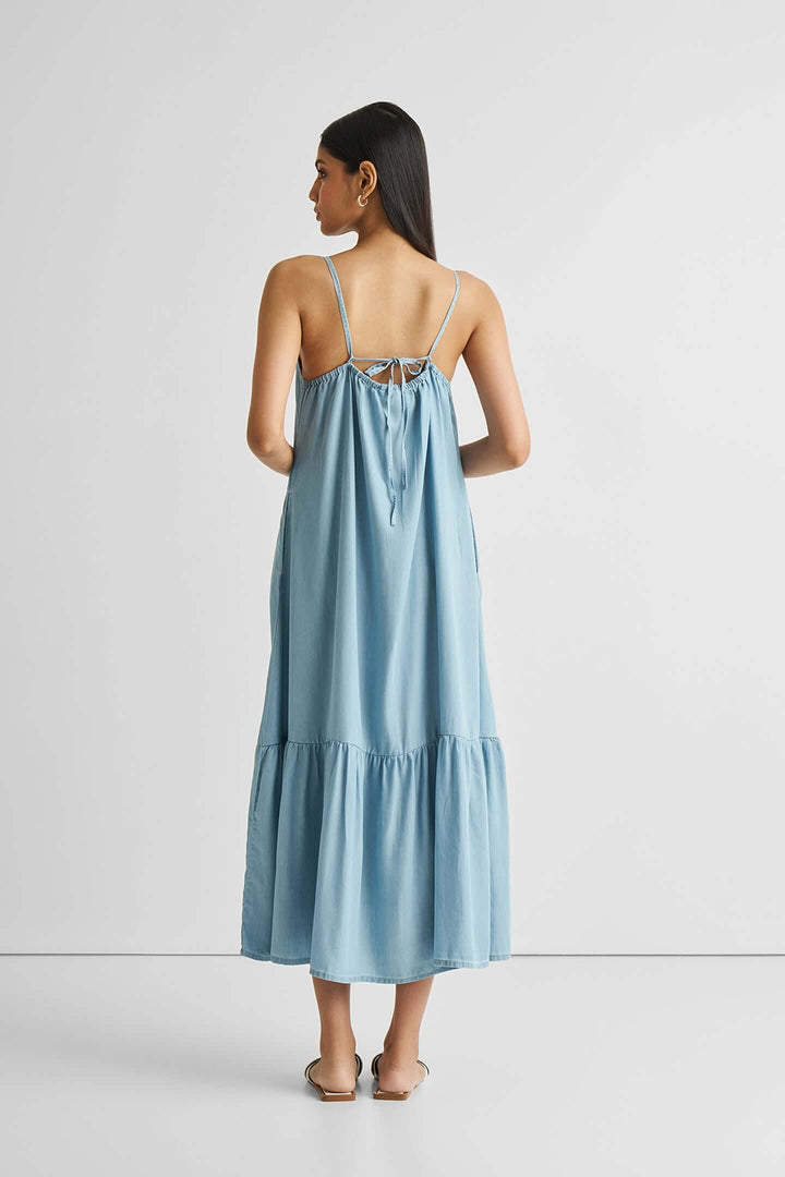 Flowy Maxi Dress - Blue Denim
