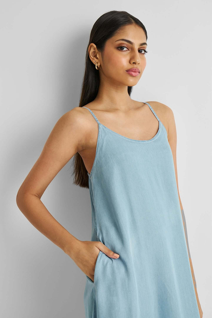 Flowy Maxi Dress - Blue Denim