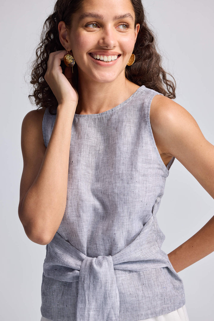 Front-Tie Top | Linen Stripes