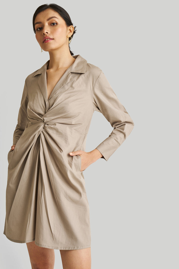 Front Twist Dress | Ecru