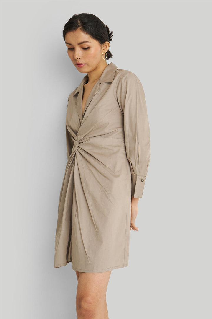 Front Twist Dress | Ecru
