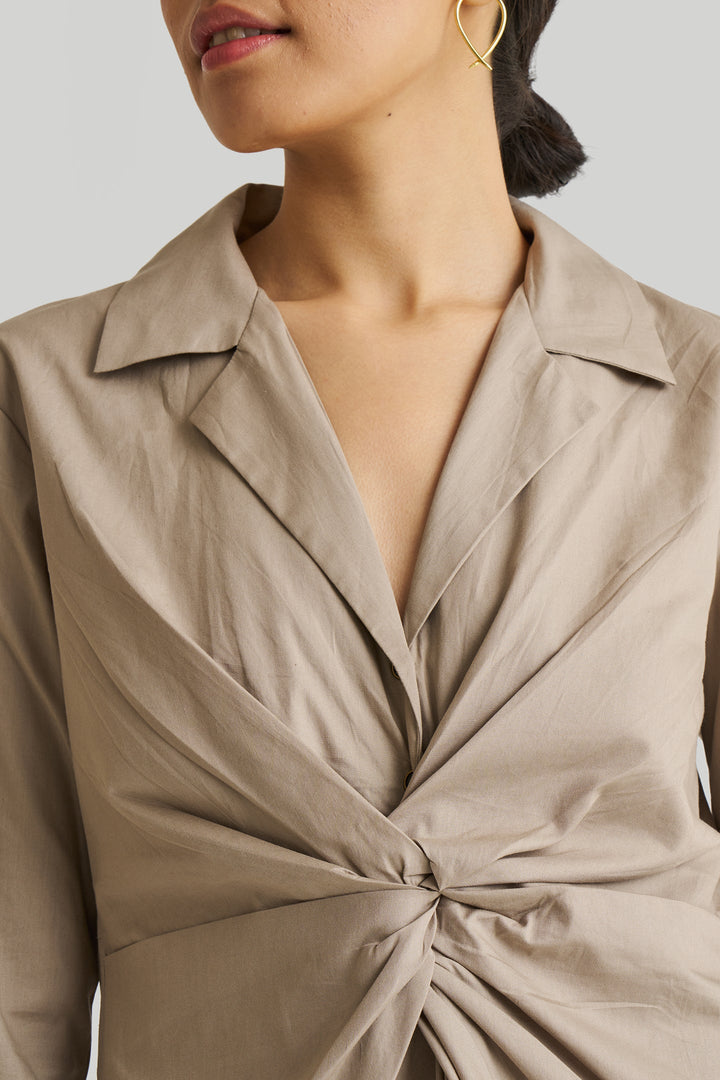 Front Twist Dress | Ecru