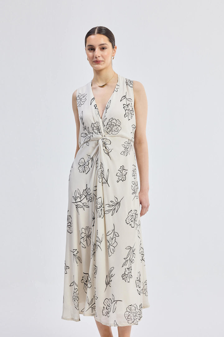 Front Twist Maxi Dress | Black Florals