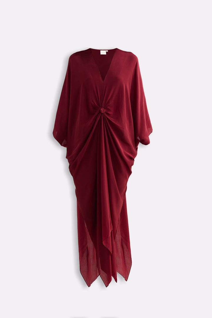 Front Twist Kaftan Dress | Burgundy