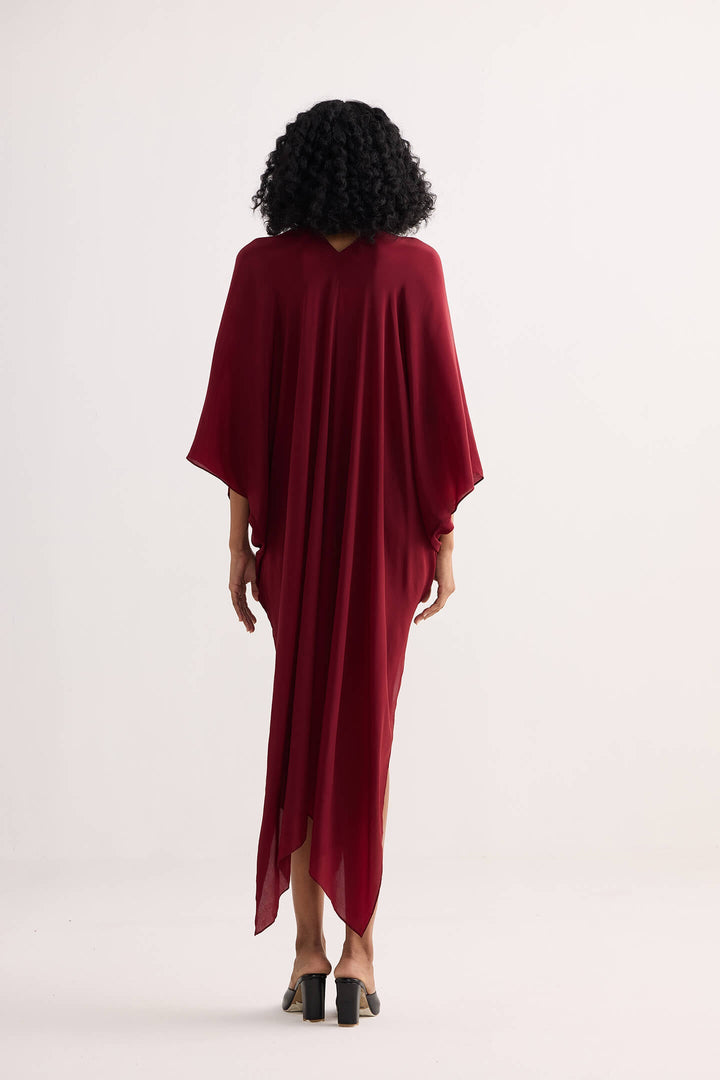 Front Twist Kaftan Dress | Burgundy