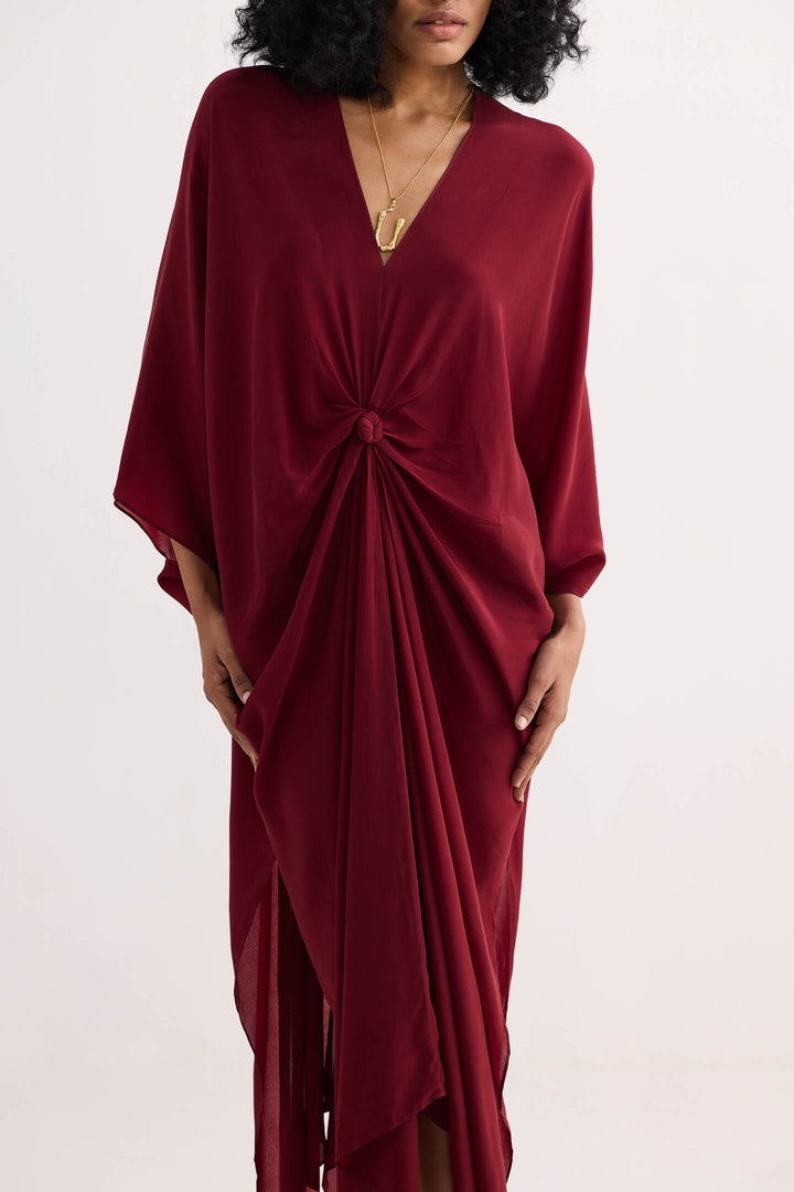 Front Twist Kaftan Dress | Burgundy