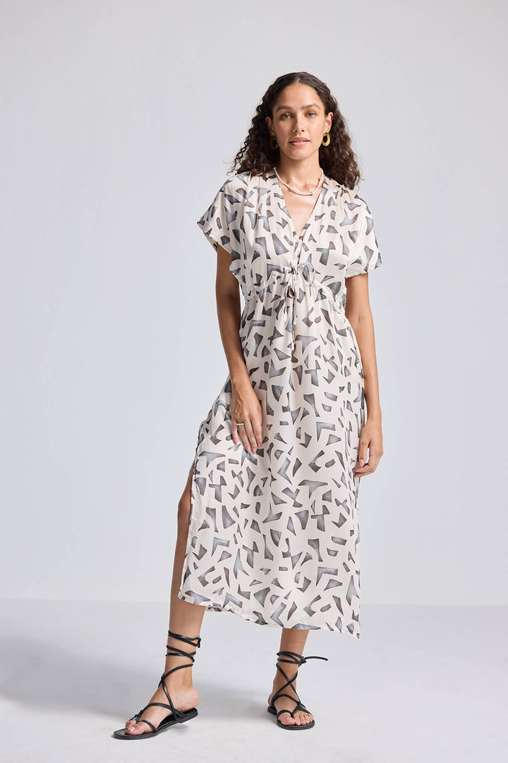 Gathered Maxi Dress with Side Slits | Mosaic