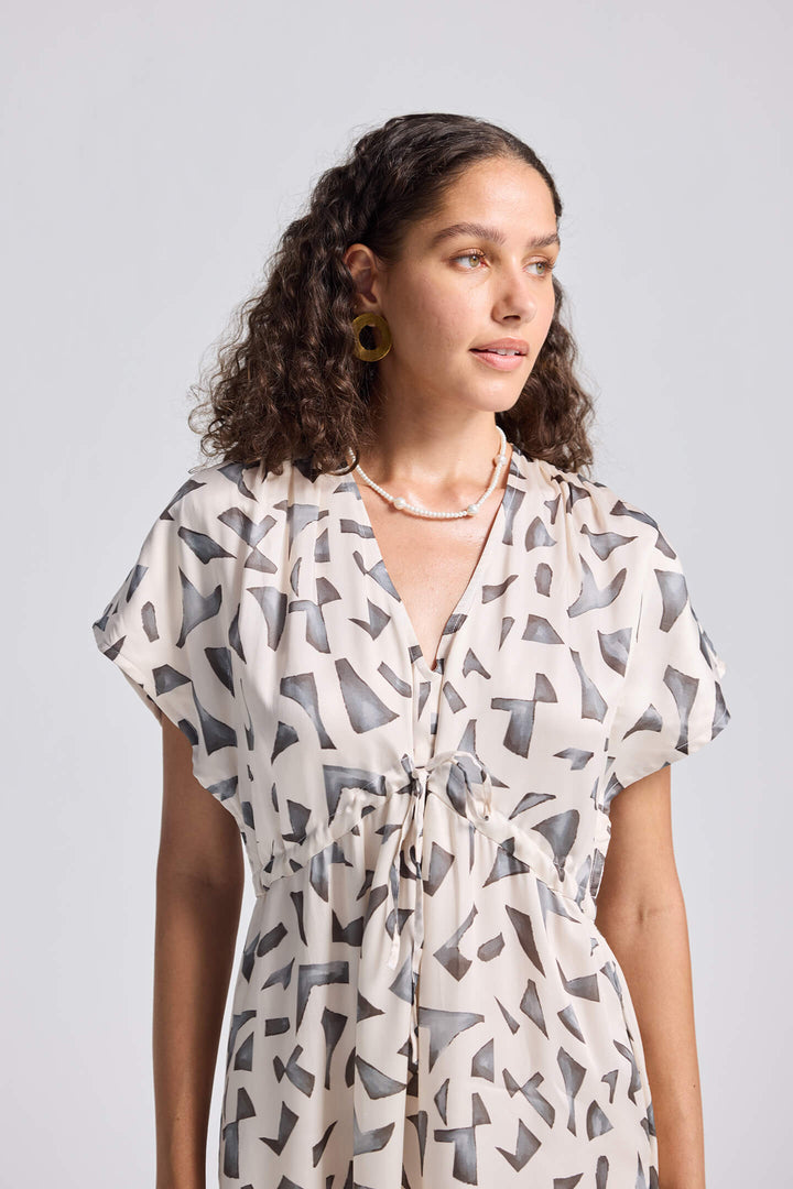 Gathered Maxi Dress with Side Slits | Mosaic