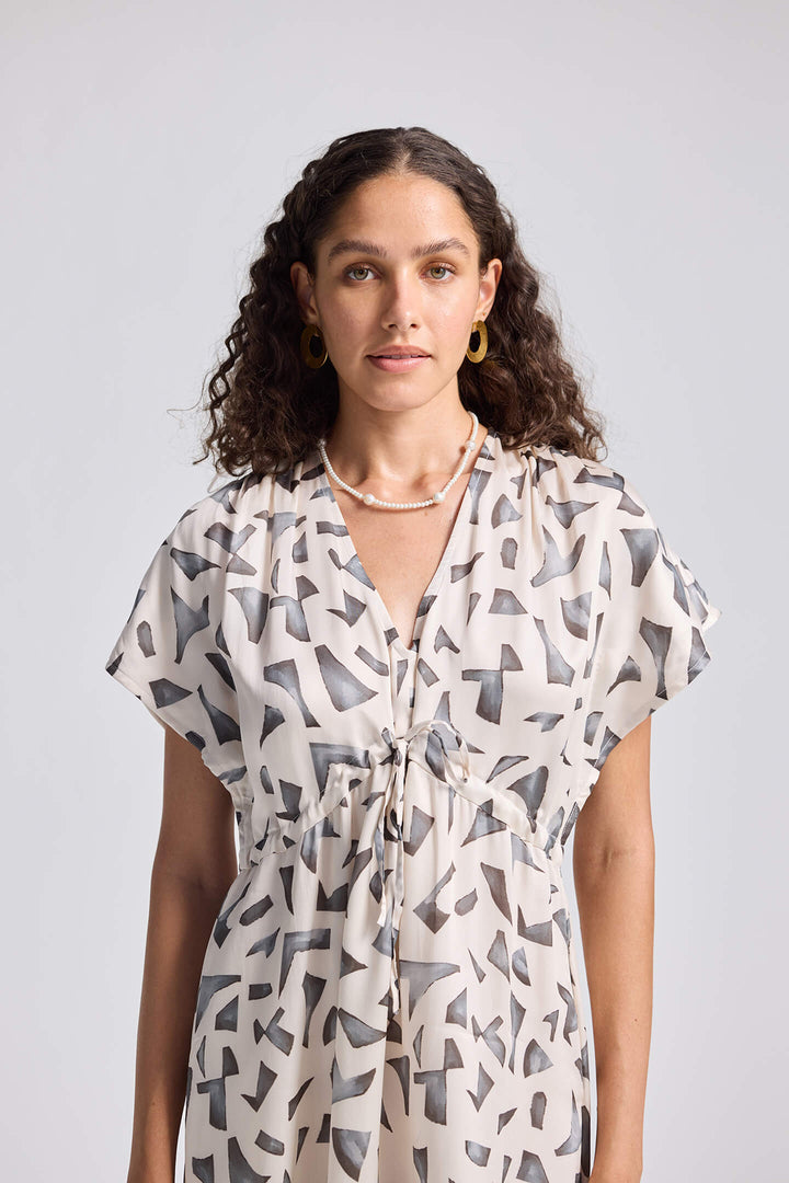 Gathered Maxi Dress with Side Slits | Mosaic