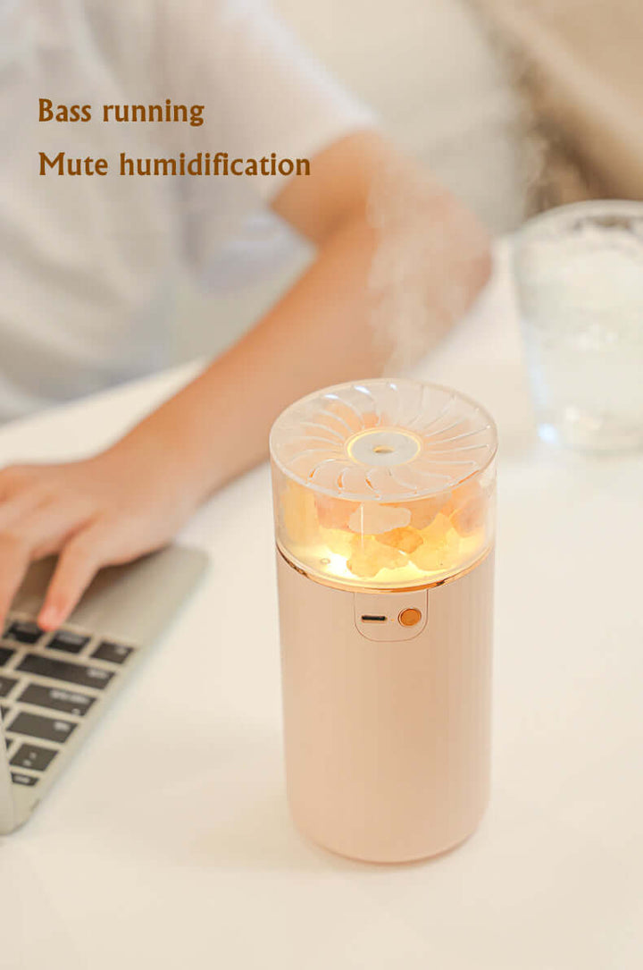 LED Light Crystal Salt Stone Humidifier Essential Oil Diffuser