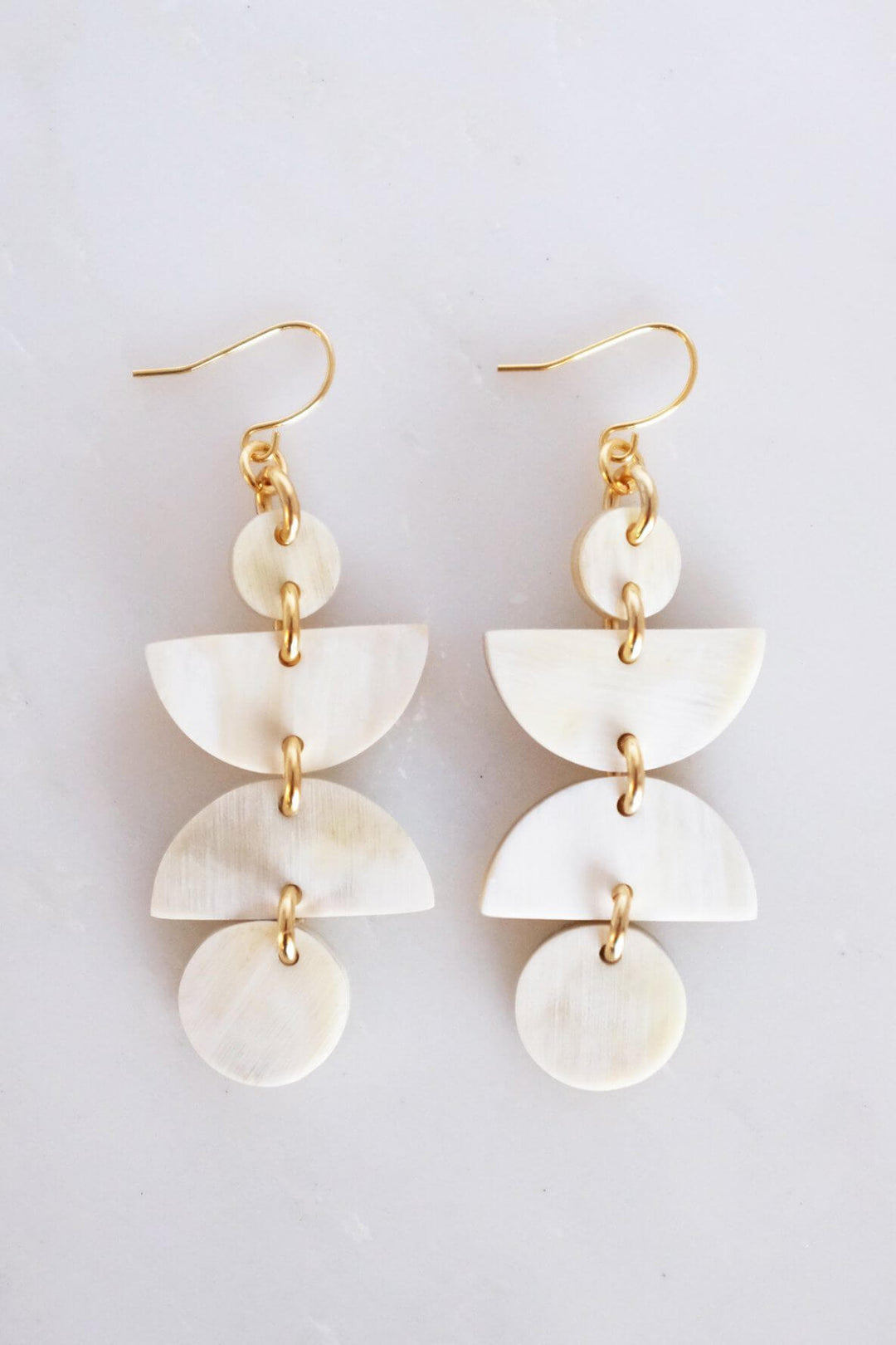 Ha Giang Geometric Buffalo Horn Dangle Earrings
