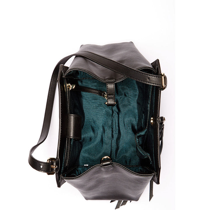 Hannah Black Leather Satchel Bag