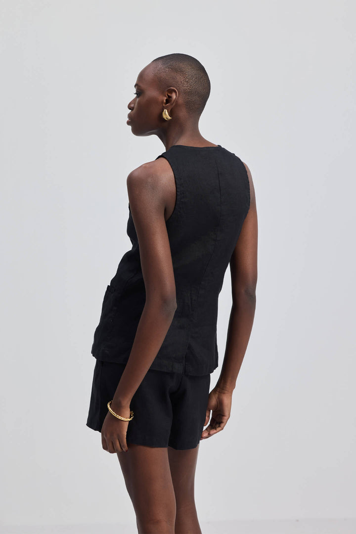 Hemp Vest Jacket | Black