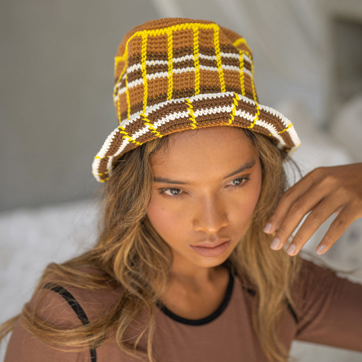 Island Tanning Plaid Crochet Hat