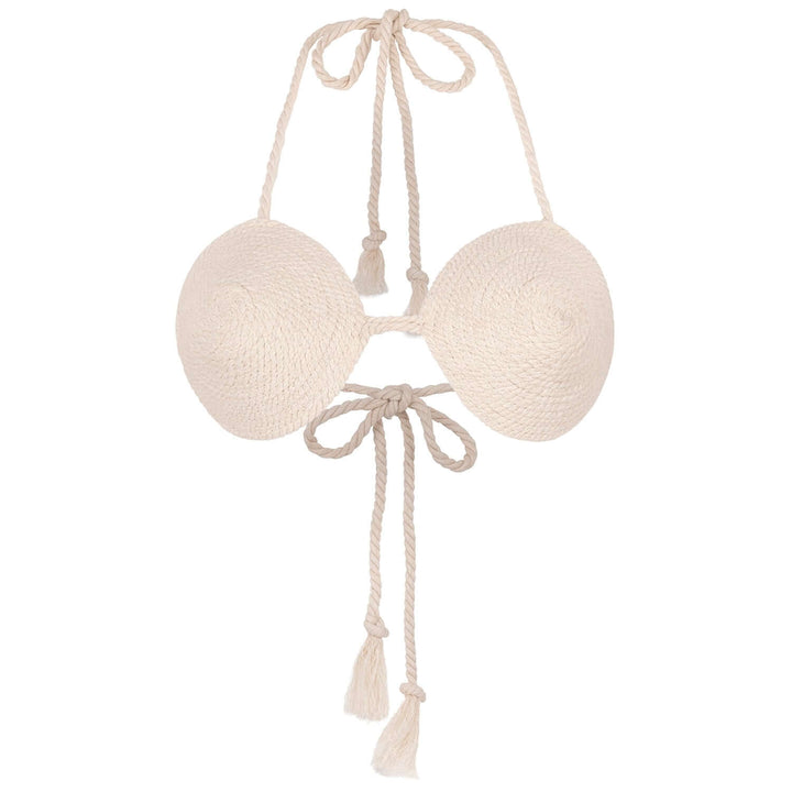 Leia Cotton Rope Bikini Top - Off-white