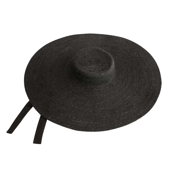 Lola Wide Brim Jute Straw Hat - Black