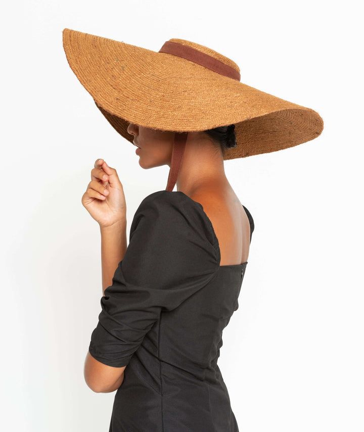 Lola Wide Brim Jute Straw Hat - Havana Brown