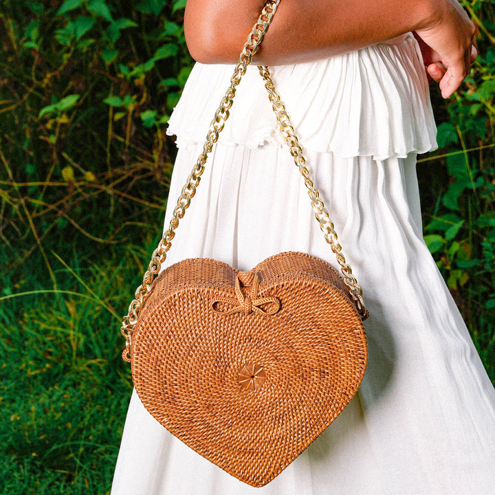 Cinta Atta Rattan Shoulder Bag - Natural Brown