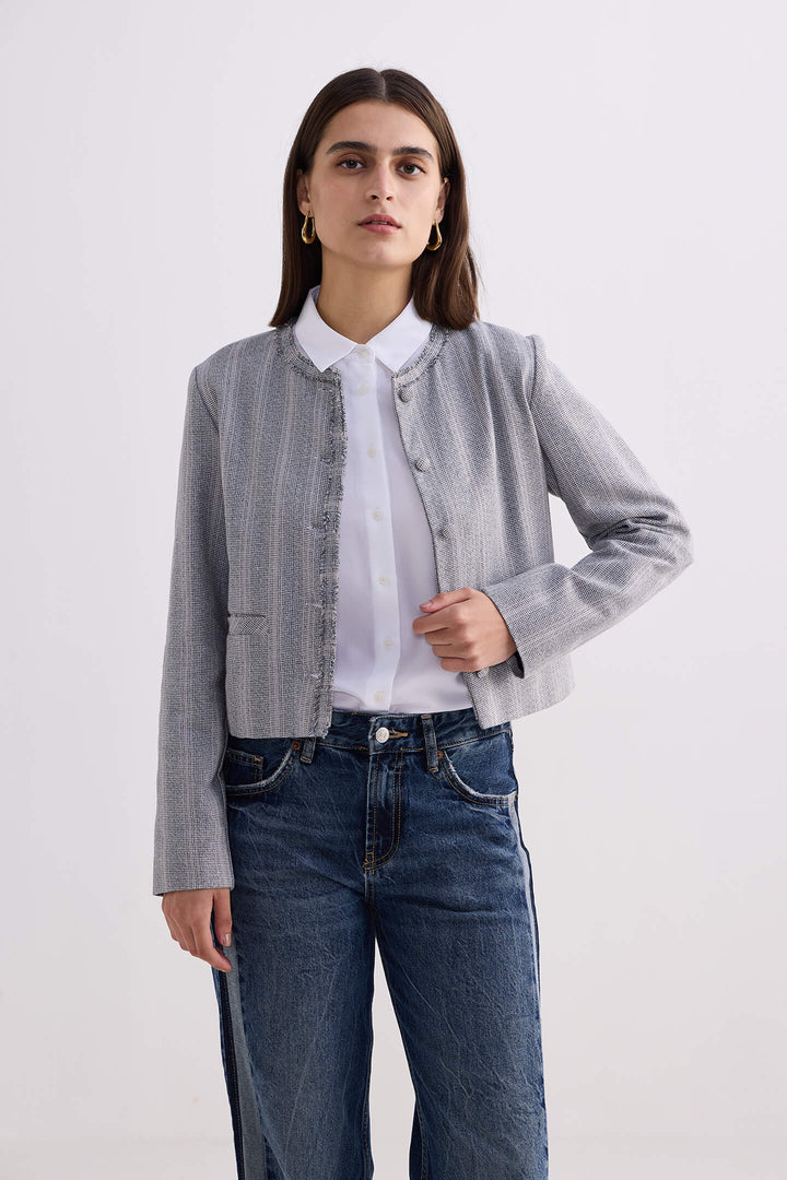 Lady Jacket | Grey Cotton Tweed