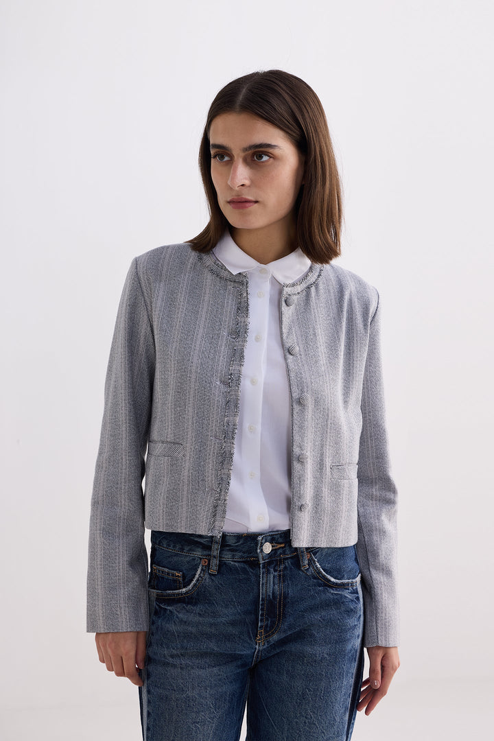 Lady Jacket | Grey Cotton Tweed