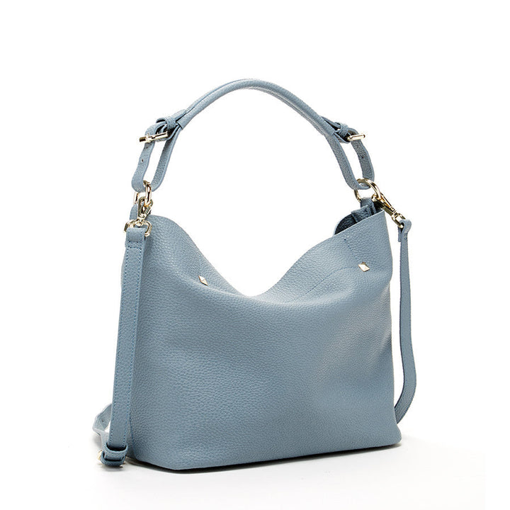 Lauren Faded Denim Leather Hobo Bag - Blue