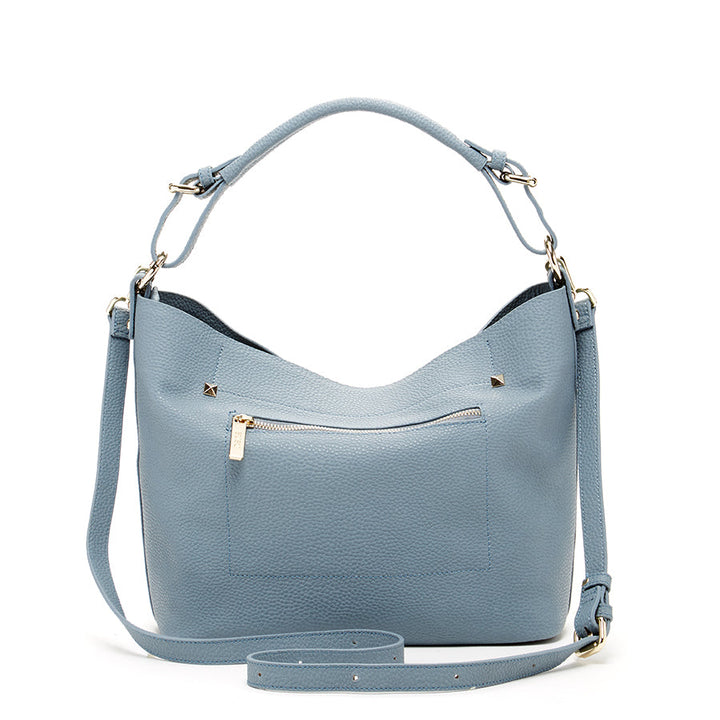 Lauren Faded Denim Leather Hobo Bag - Blue
