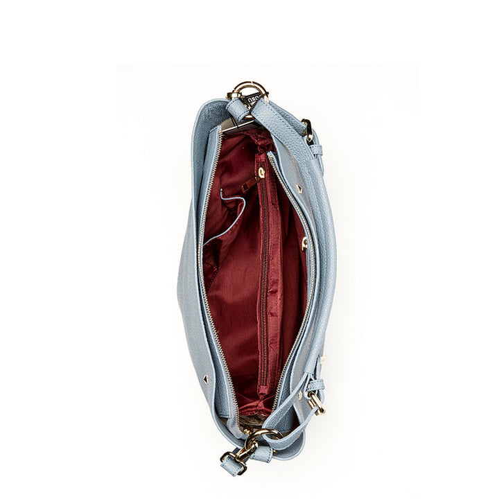 Lauren Faded Denim Leather Hobo Bag - Blue