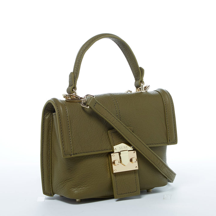 Susu The Linda Leather Convertible Backpack Purse - Olive Green