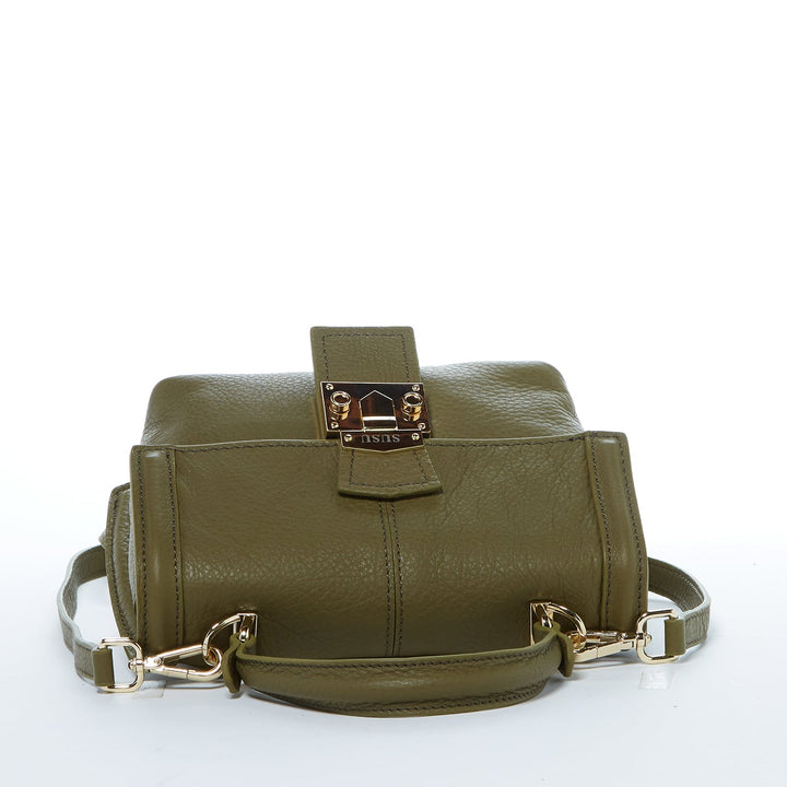 Susu The Linda Leather Convertible Backpack Purse - Olive Green