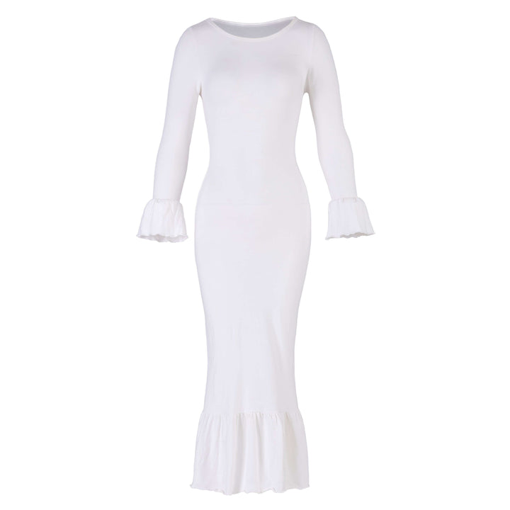 Marjorie Bamboo Ruffle Dress - Off-white