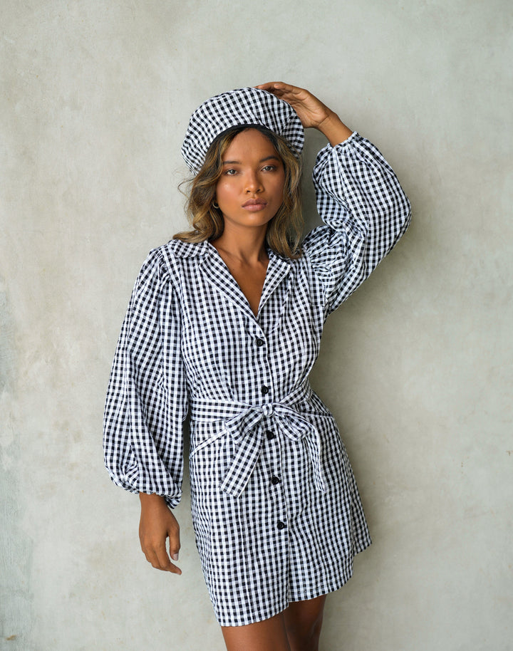 Meghan Mini Gingham Dress - Black