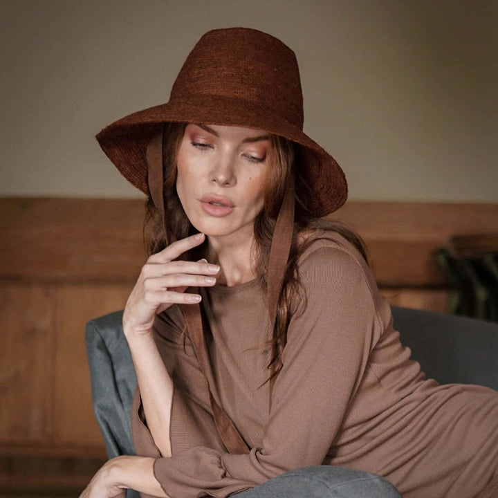 Meg Jute Straw Hat - Burnt Sienna